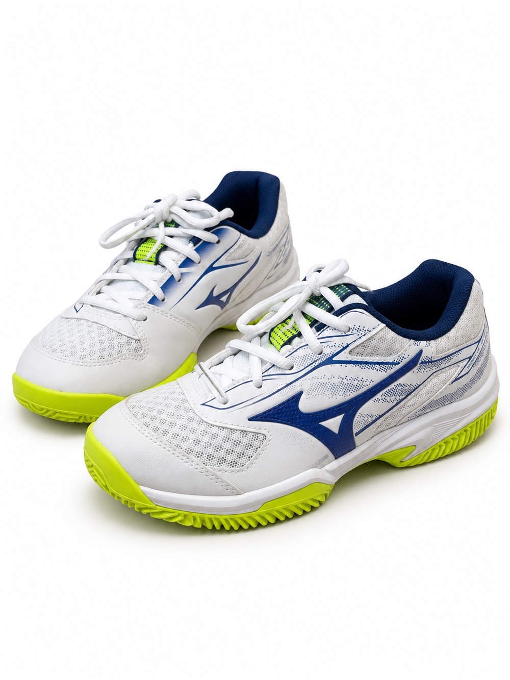 Mizuno Kids White, Blue & Neon Green Athletic Sneakers